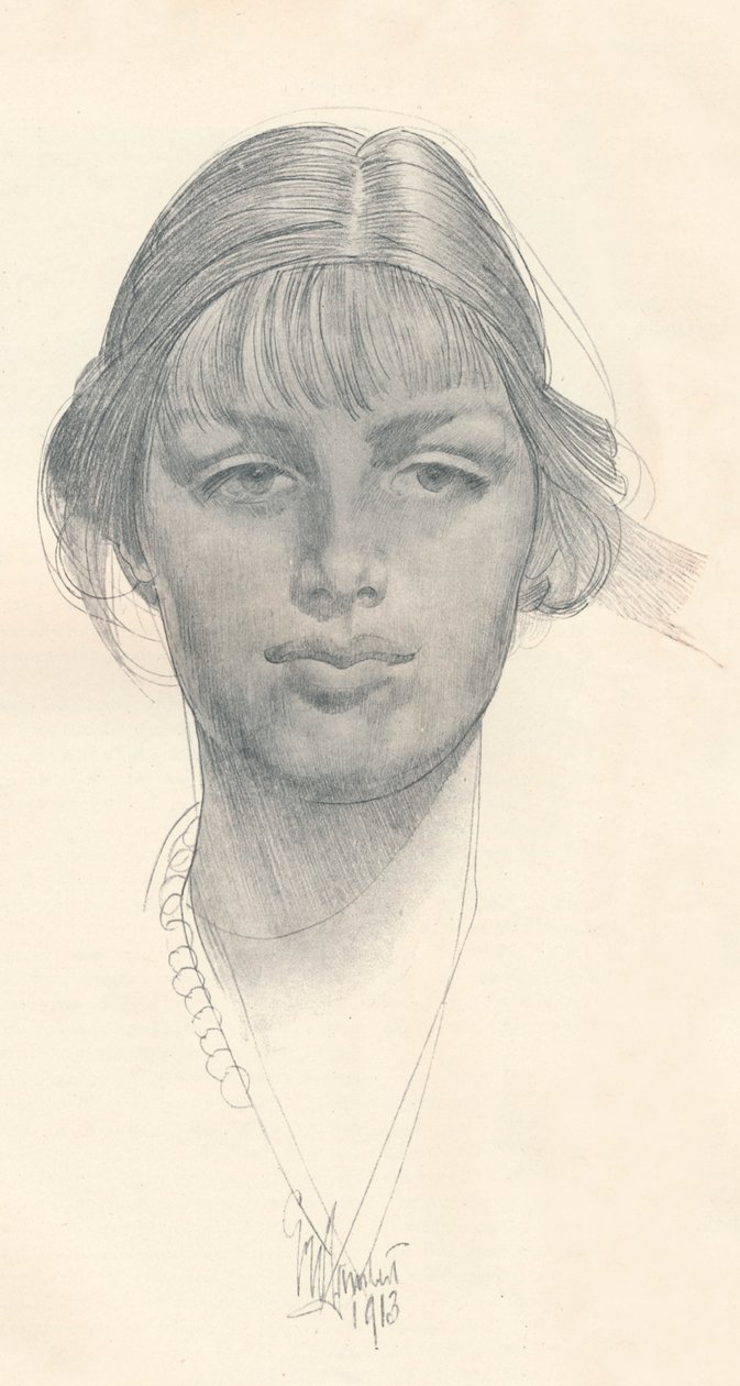 美丽的女孩，c1914。 作者 乔治·华盛顿·兰伯特