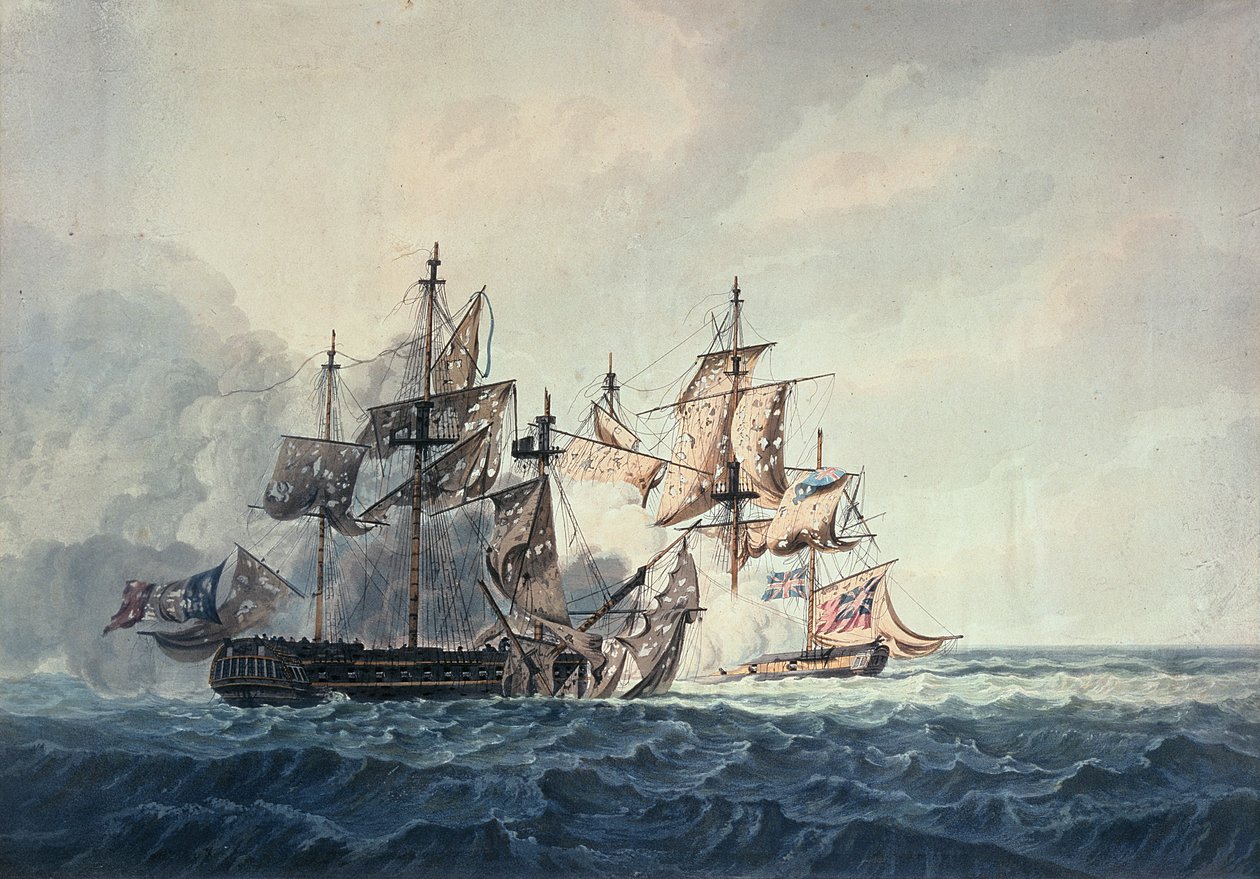 1809年7月6日，西部群岛的陛下的Sloop，Bonne Citoyenne和法国护卫舰La Furieuse之间的行动，由R和D Havell雕刻，由Robert Cribb于1810年出版 作者 乔治·韦伯斯特