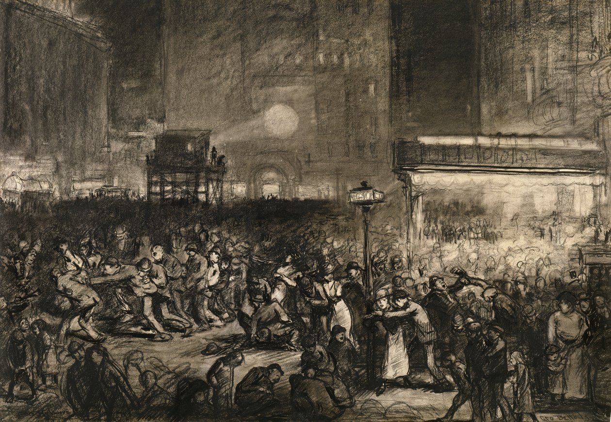 选举之夜时代广场，1906年。 作者 乔治·韦斯利·贝洛斯