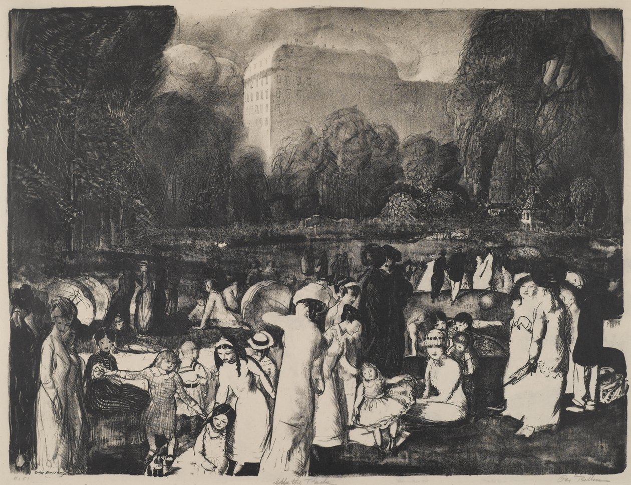 在公园，光，1916年 作者 乔治·韦斯利·贝洛斯