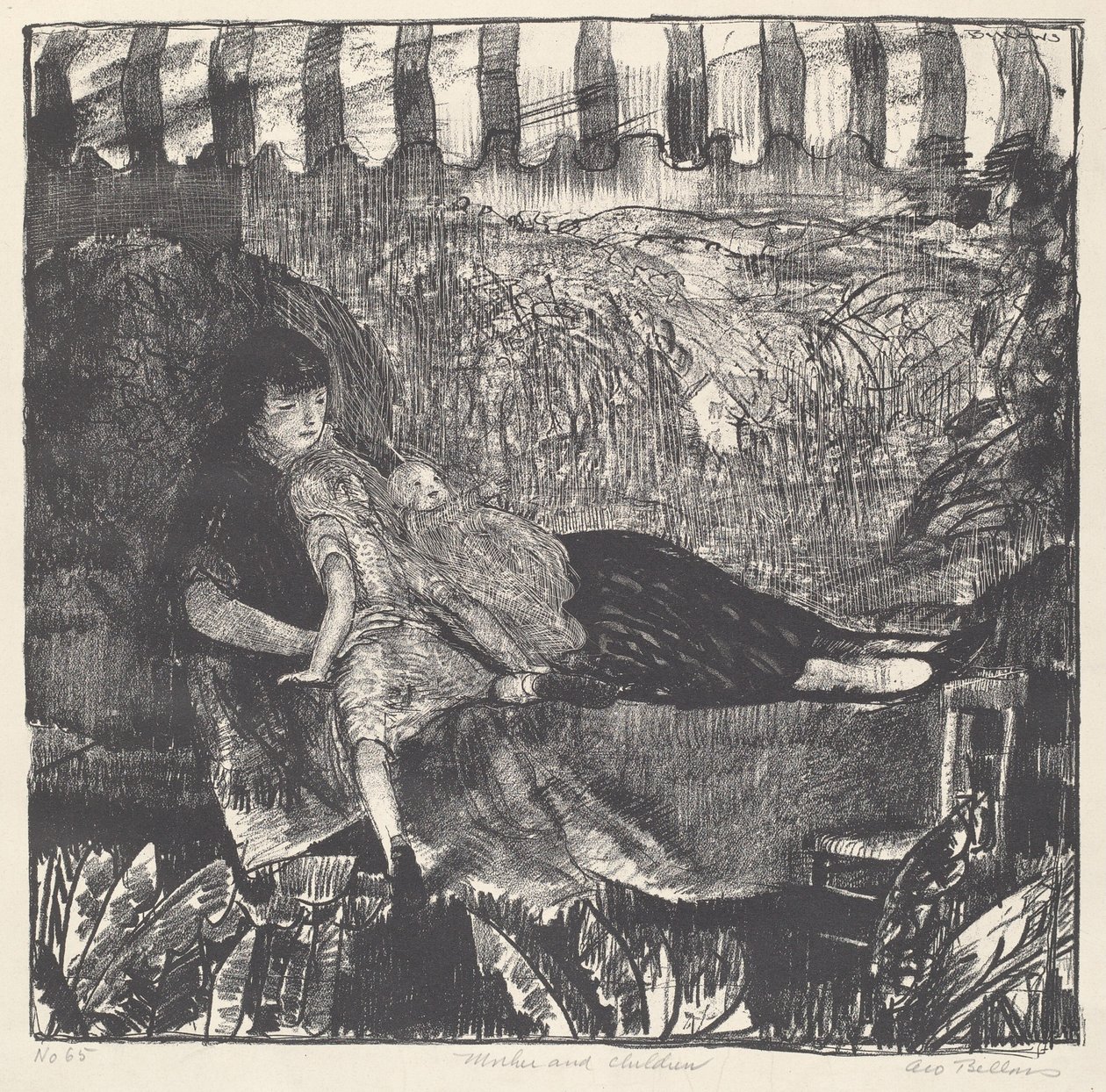 母亲和孩子，1916年。 作者 乔治·韦斯利·贝洛斯