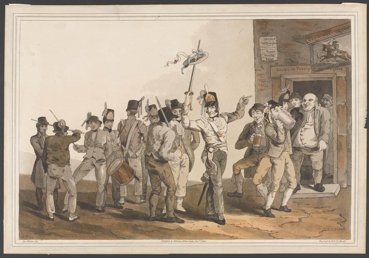 1814年第33军团的招募警长（彩色aquatint） 作者 沃克之后的乔治