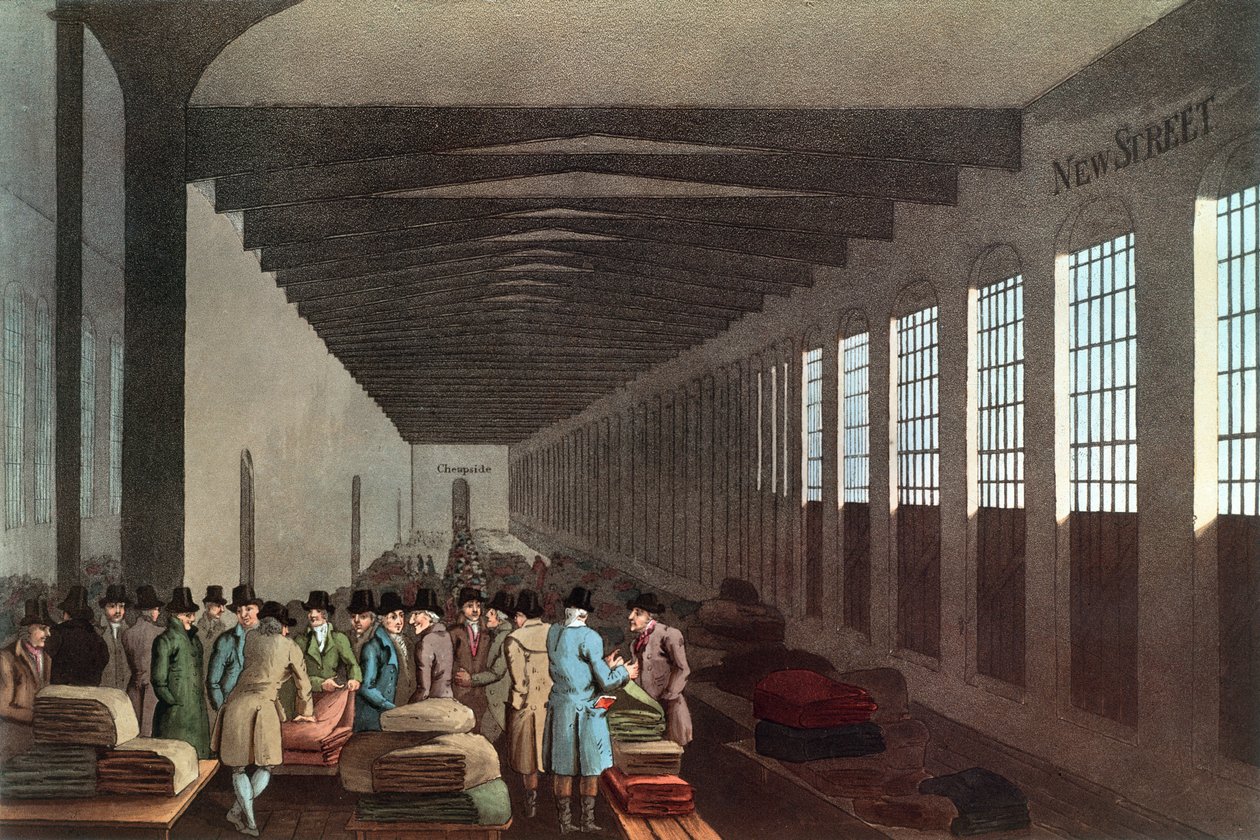 伦敦新街布馆，由Robert Havell，酒吧刻。作者：Robinson＆Son，利兹，1814年 作者 沃克之后的乔治