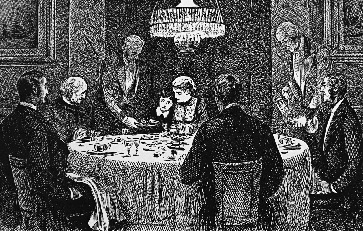 An upper class family at the table 作者 乔治·杜莫里耶