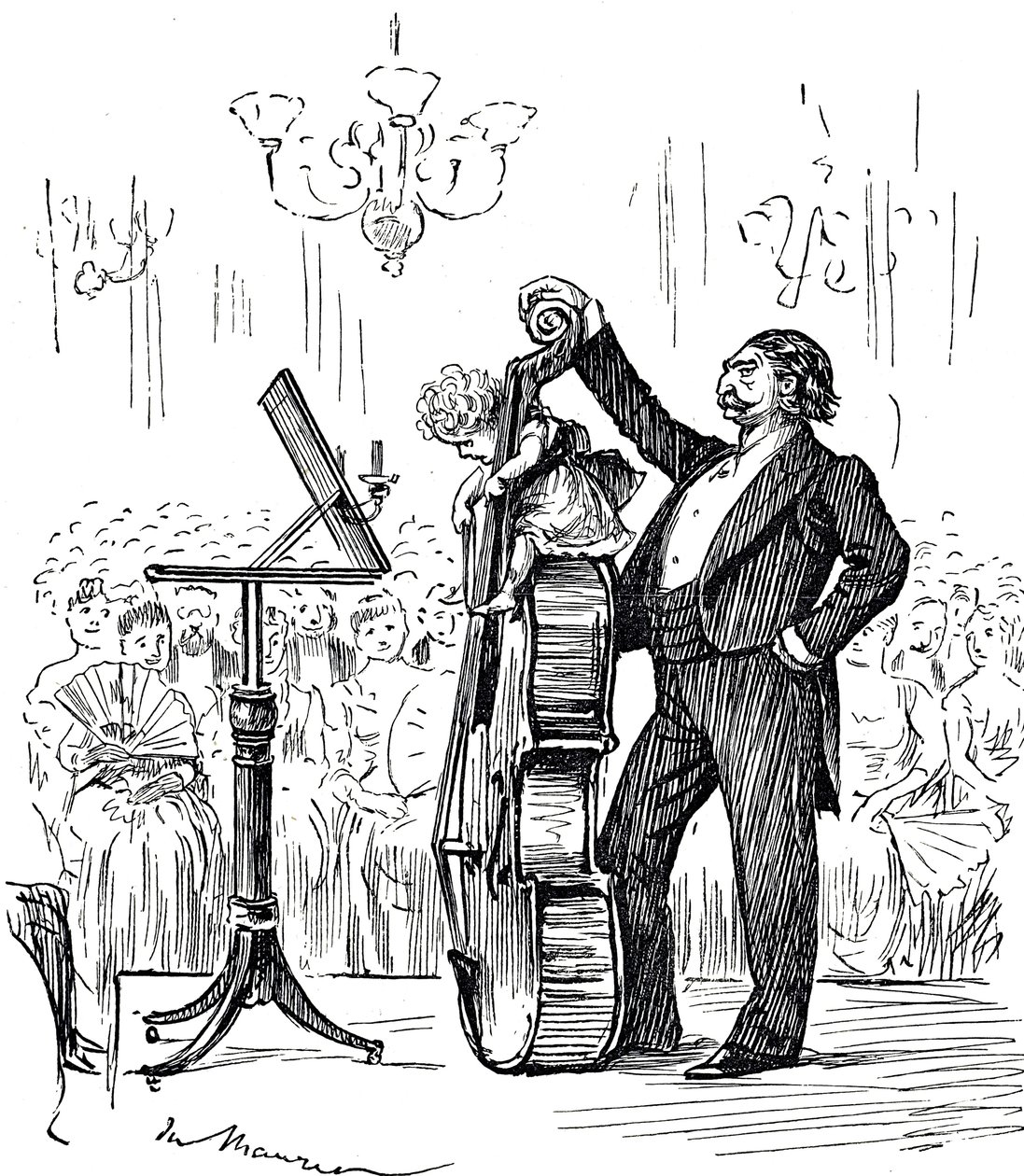 Cartoon commenting on musical prodigies who seemed to be getting younger and younger 作者 乔治·杜莫里耶