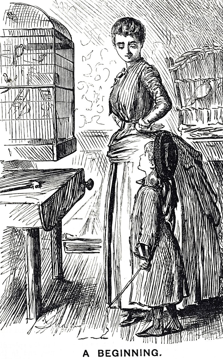 Cartoon commenting on the popularity of caged birds in Britain 作者 乔治·杜莫里耶