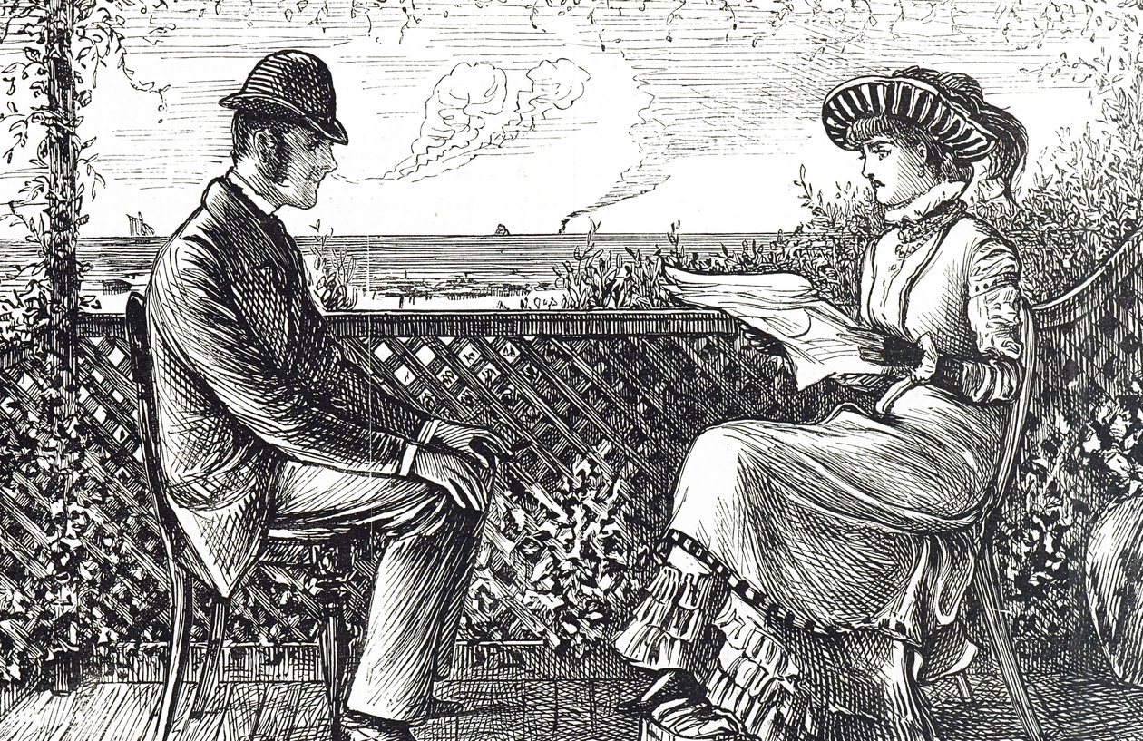 Cartoon depicting a husband and wife - the husband is responsible for his wife