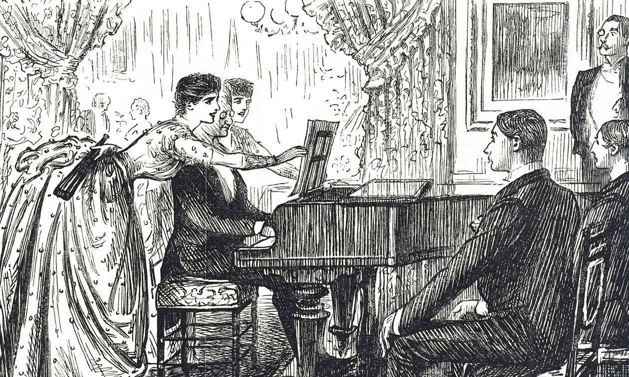 Cartoon depicting a musical evening at home 作者 乔治·杜莫里耶