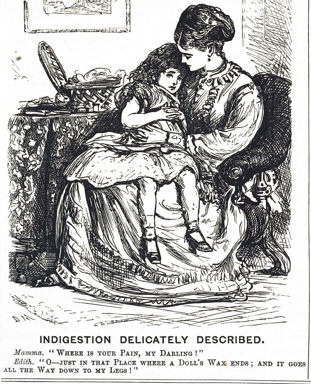 Cartoon depicting a young girl suffering from indigestion 作者 乔治·杜莫里耶