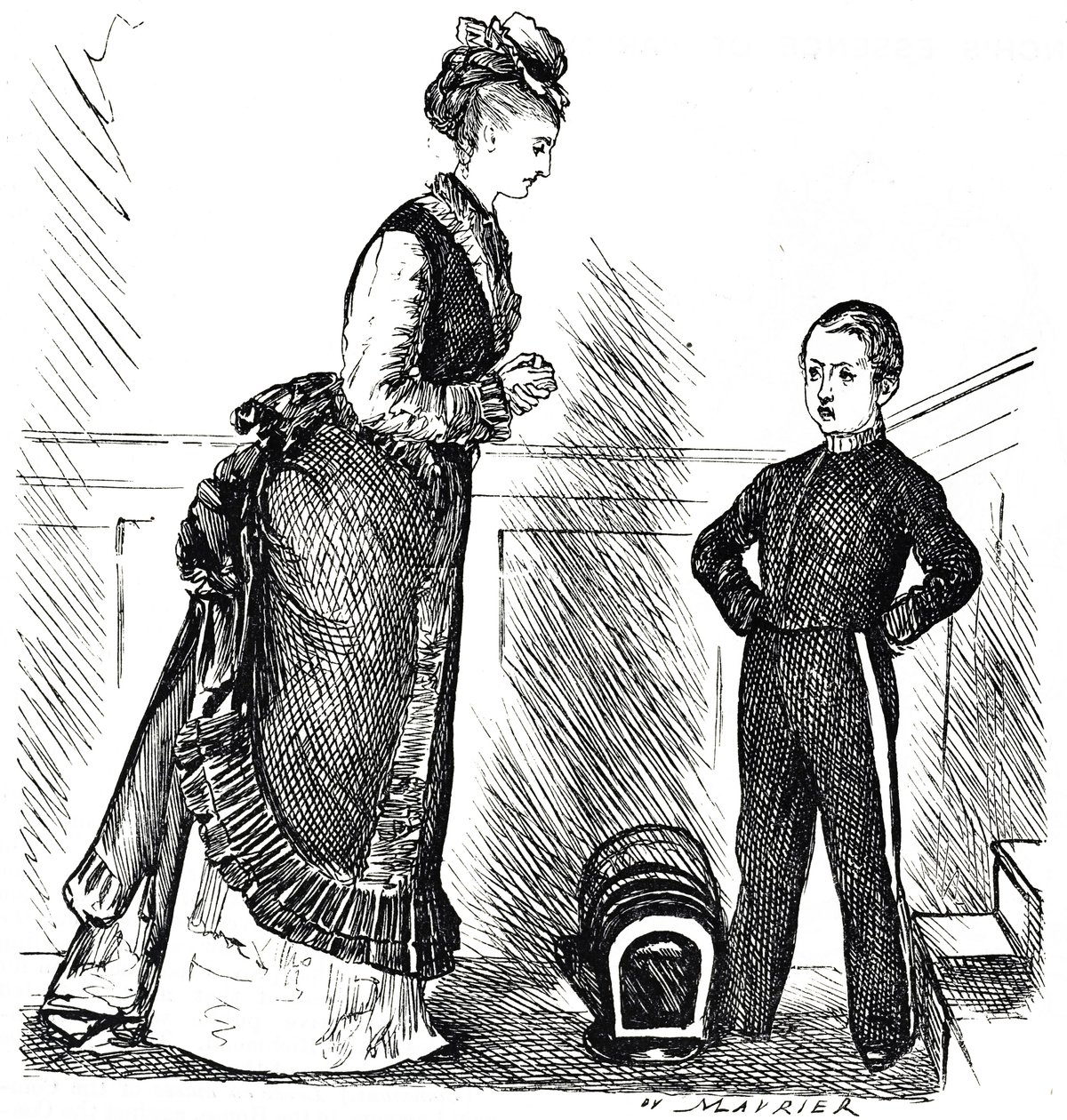 Cartoon depicting an insolent child disobeying his mother 作者 乔治·杜莫里耶