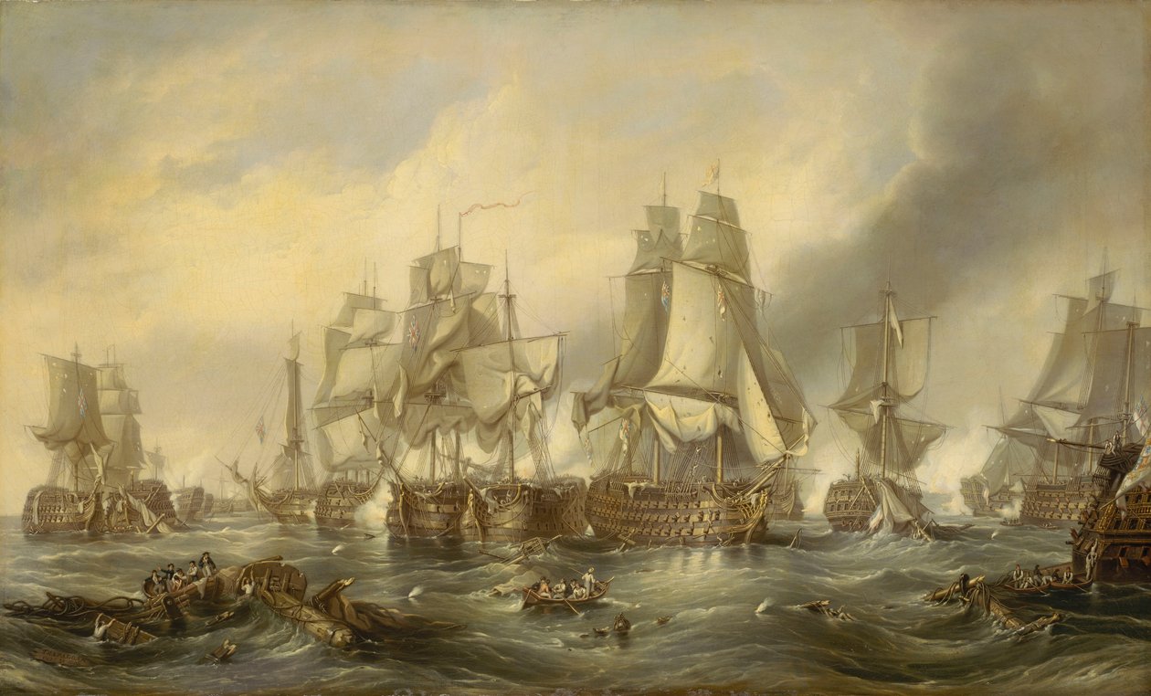特拉法加战役，1805 年 10 月 21 日，约 1836 年（布面油画） 作者 乔治·钱伯斯