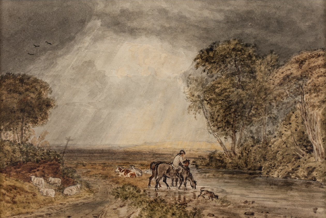 风景 [回家]，日期不详（纸面水彩画） 作者 小乔治·巴雷特（George the Younger Barret）