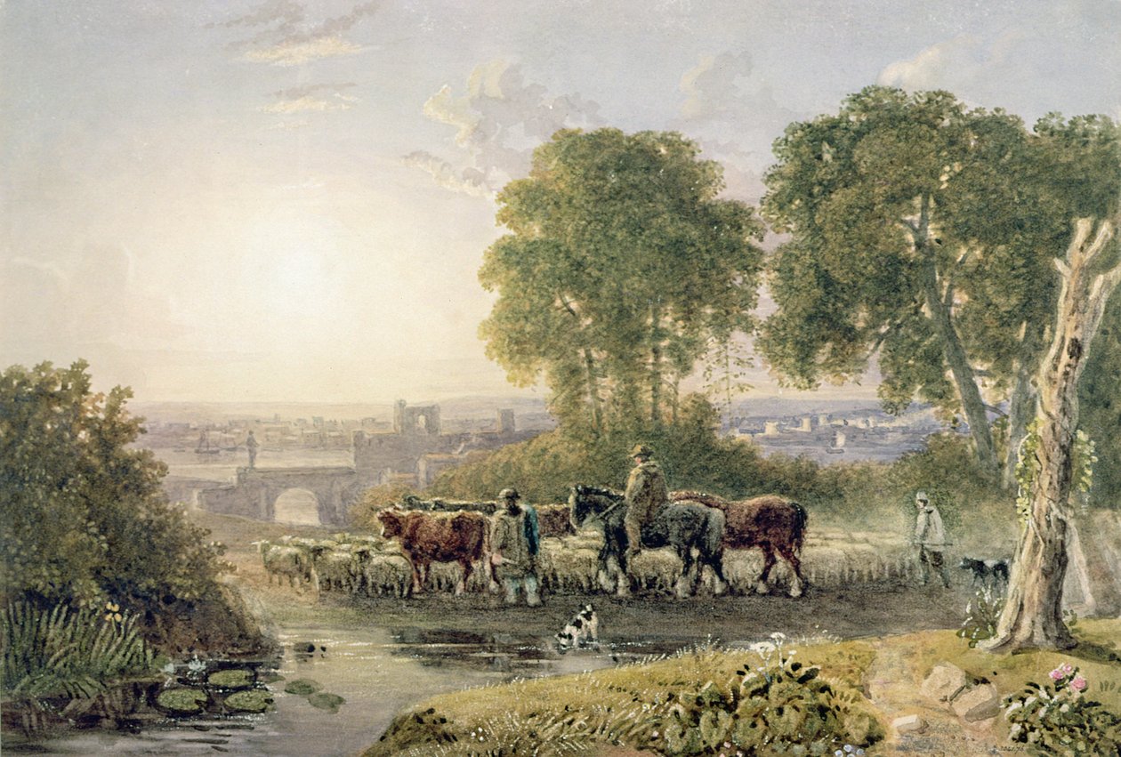 景观与Drovers 作者 小乔治·巴雷特（George the Younger Barret）