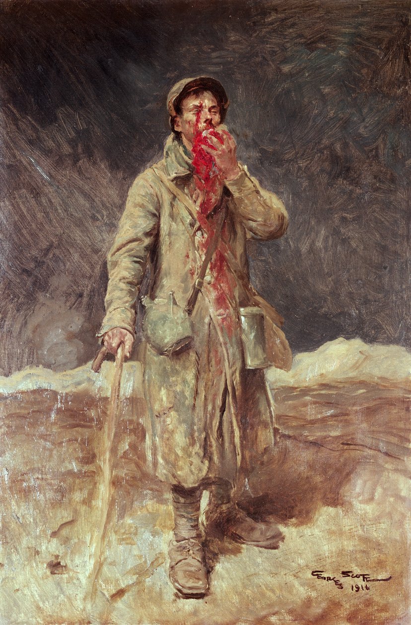一名受伤的士兵，1916年 作者 乔治·贝尔汀·斯科特