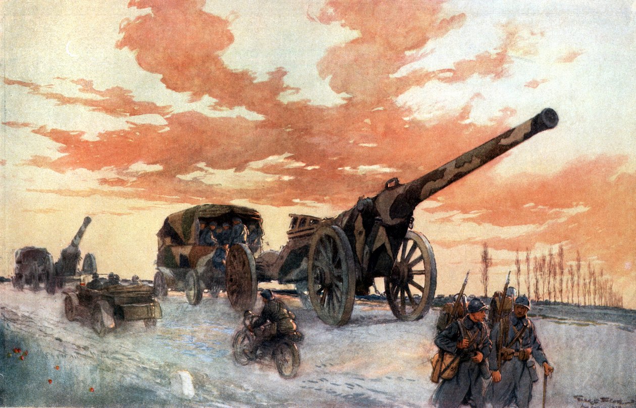 1918年机动炮兵的车队 作者 乔治·贝尔汀·斯科特