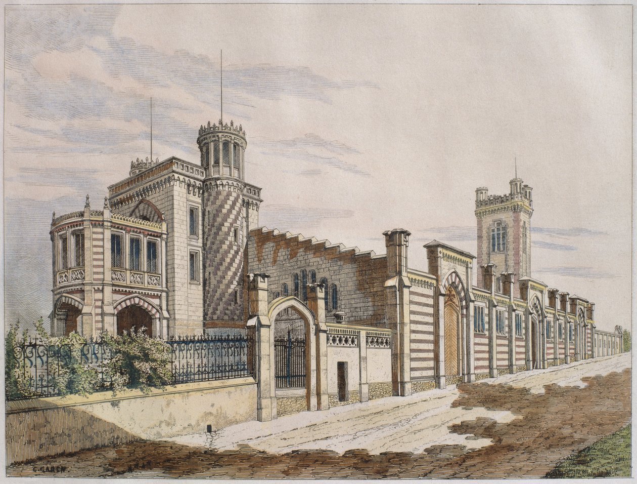 兰斯夫人Pommery香槟女士的仓库，插图来自&39;The Moniteur des architectes&39;，1882年（彩色雕刻） 作者 乔治·费利克斯·加伦