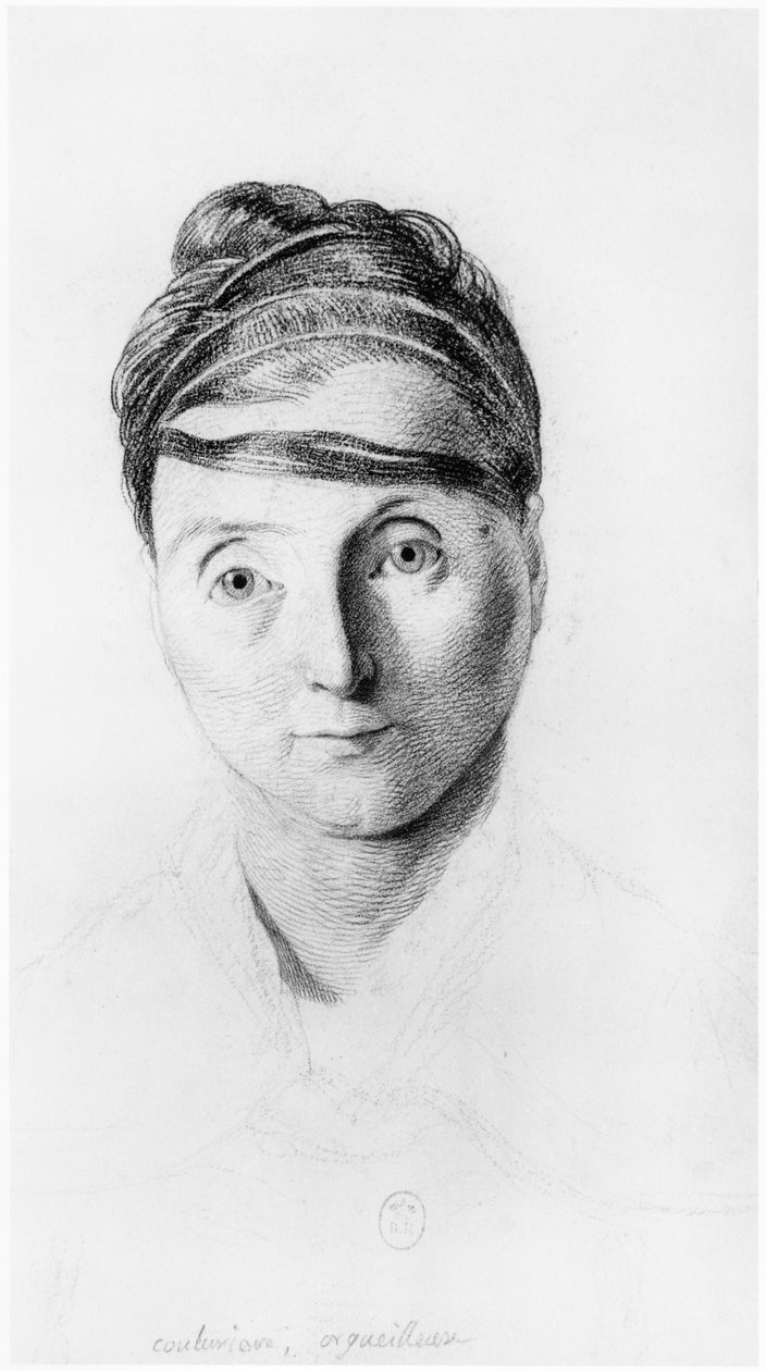 一位骄傲的裁缝，正面图，来自Jean Etienne Dominique Esquirol（1772-1840）关于Salpetriere避难所疯子的未发表论文的插图，c.1818 作者 乔治·弗朗索瓦·加布里埃尔