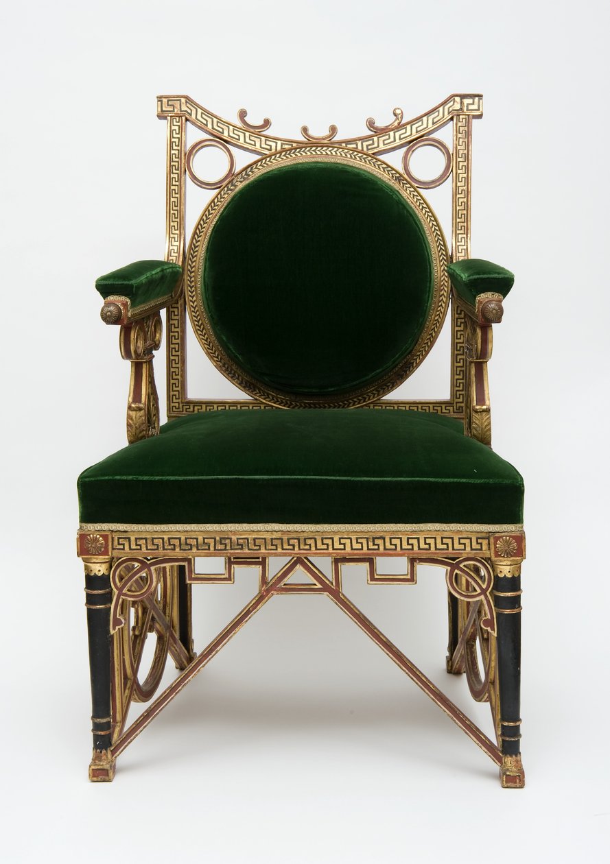 Fauteuil，1785-90（带有烫金和绿色天鹅绒的软木） 作者 乔治·雅各布