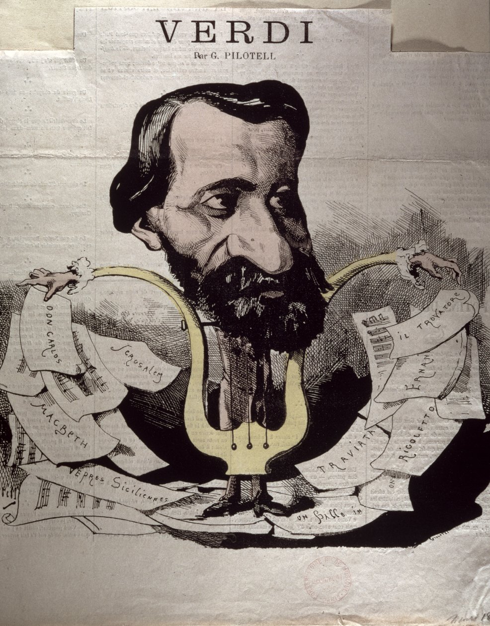 朱塞佩威尔第（1813-1901），漫画，1860年代 作者 乔治·拉巴迪·皮洛特尔