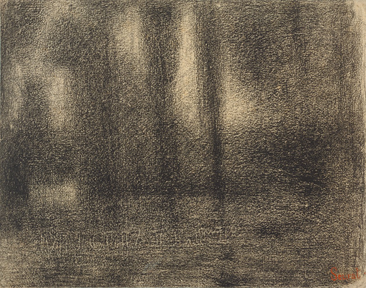 杨树，c.1883-4（michalett纸上的文字蜡笔） 作者 乔治·苏拉特
