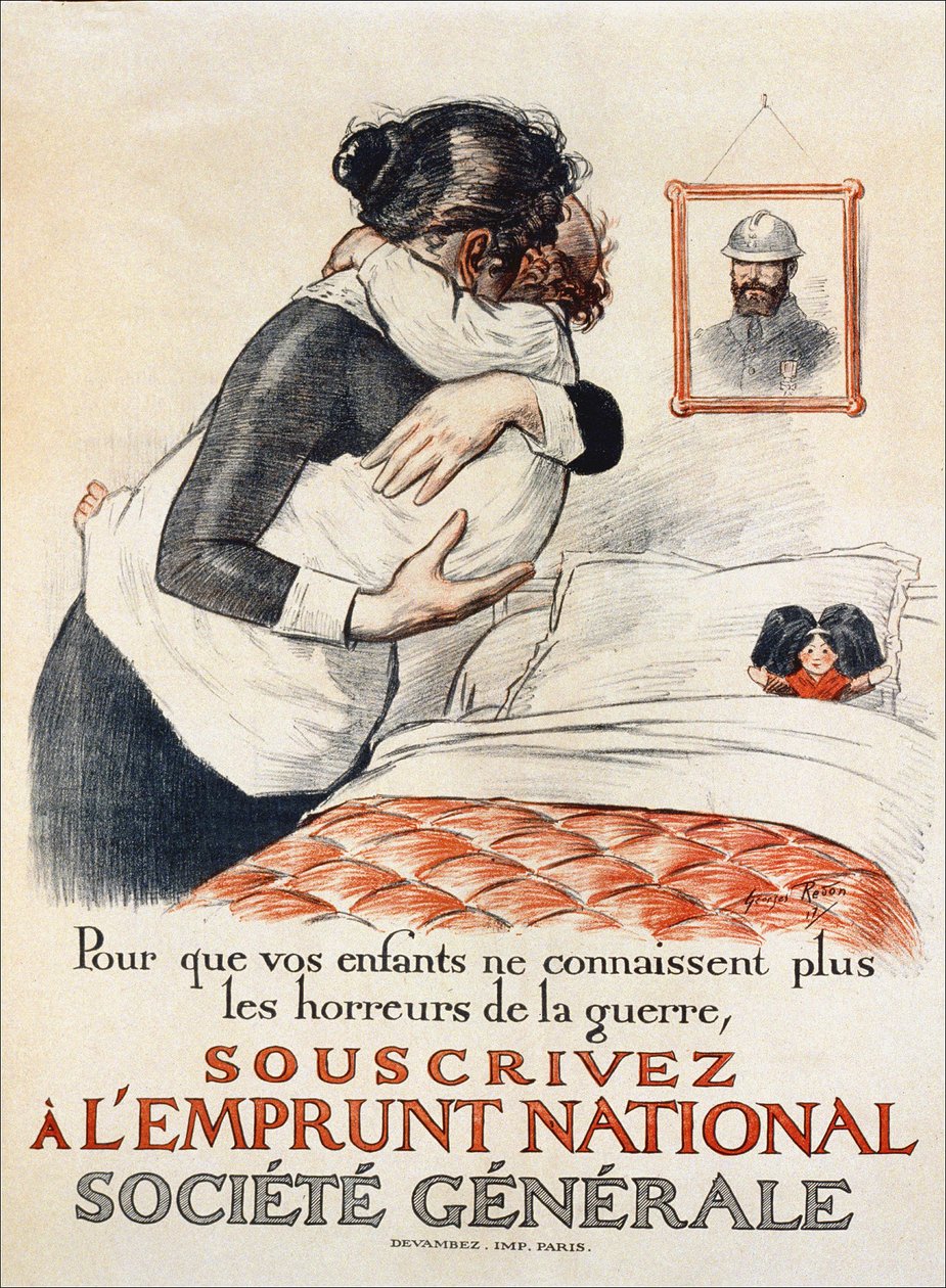 为了防止您的孩子经历战争的恐怖，请订阅Societe Generale国家贷款 - 海报，1917年 作者 乔治·雷登