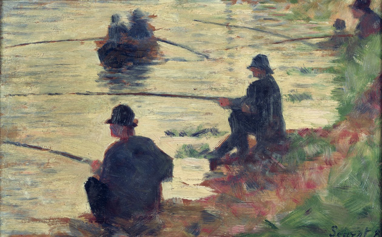 钓鱼者，研究&39;伟大的Jatte&39;，1883年 作者 乔治·苏拉特