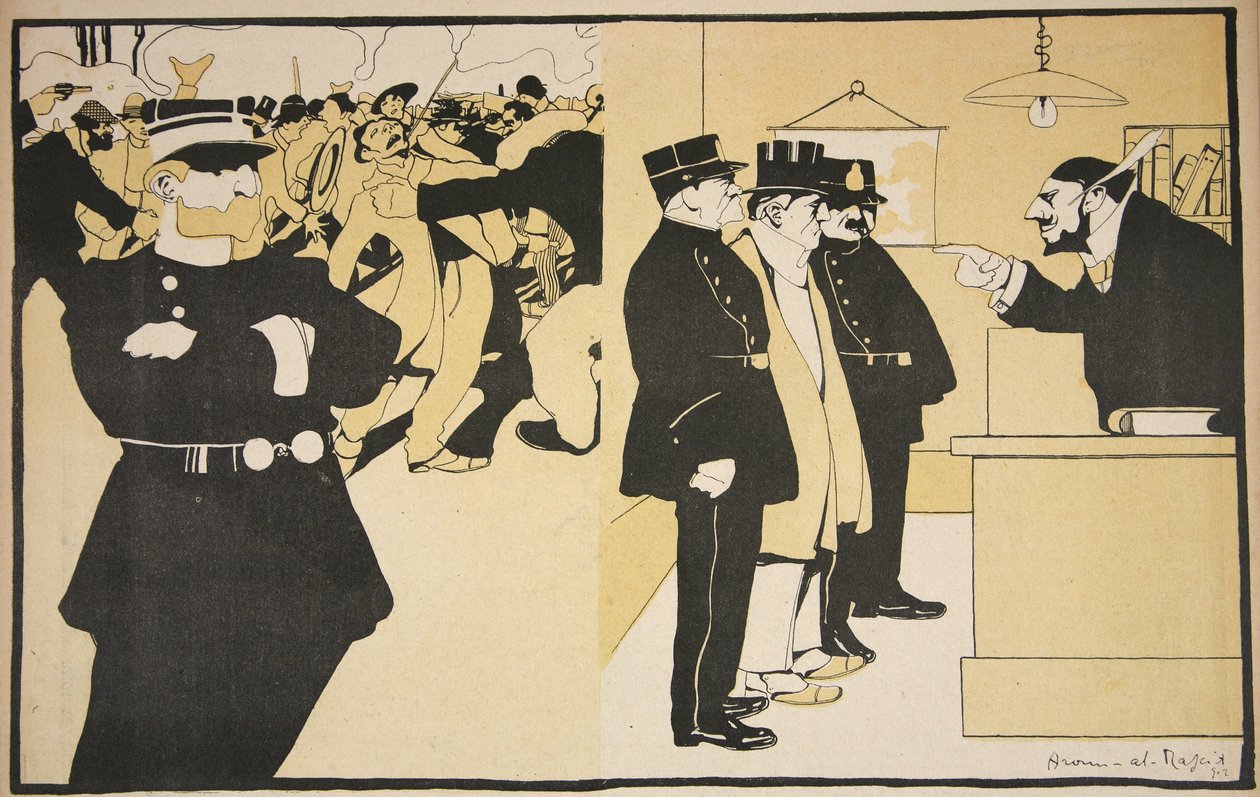 1903年5月23日“黄油板：警察”中的插图 作者 乔治·奥斯托亚