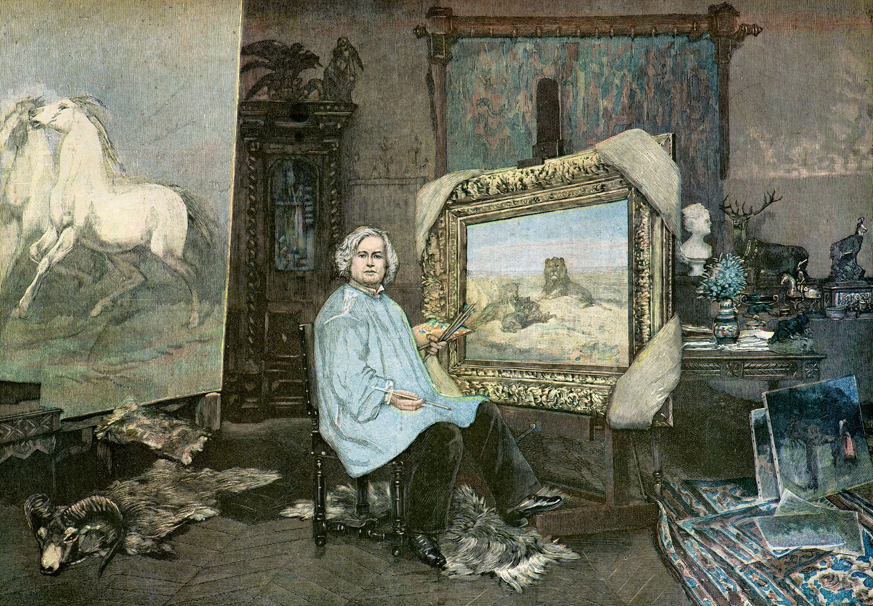 艺术家 Rosa Bonheur 在她的工作室里 作者 乔治·阿基尔-福尔德（1865-1951）