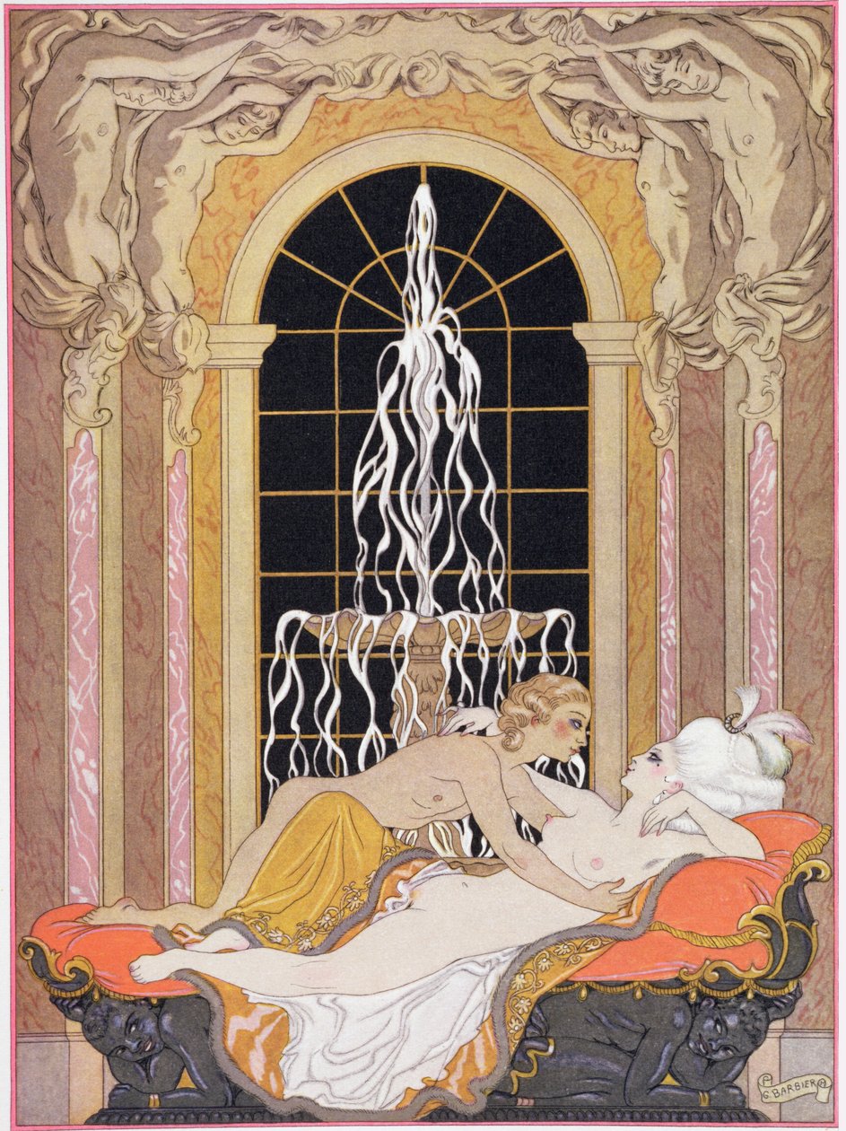 Pierre Choderlos de Laclos（1741-1803 年）1929 年出版的《Les Liaisons Dangereuses》中的插图（pochoir 印刷品） 作者 乔治（后）理发师