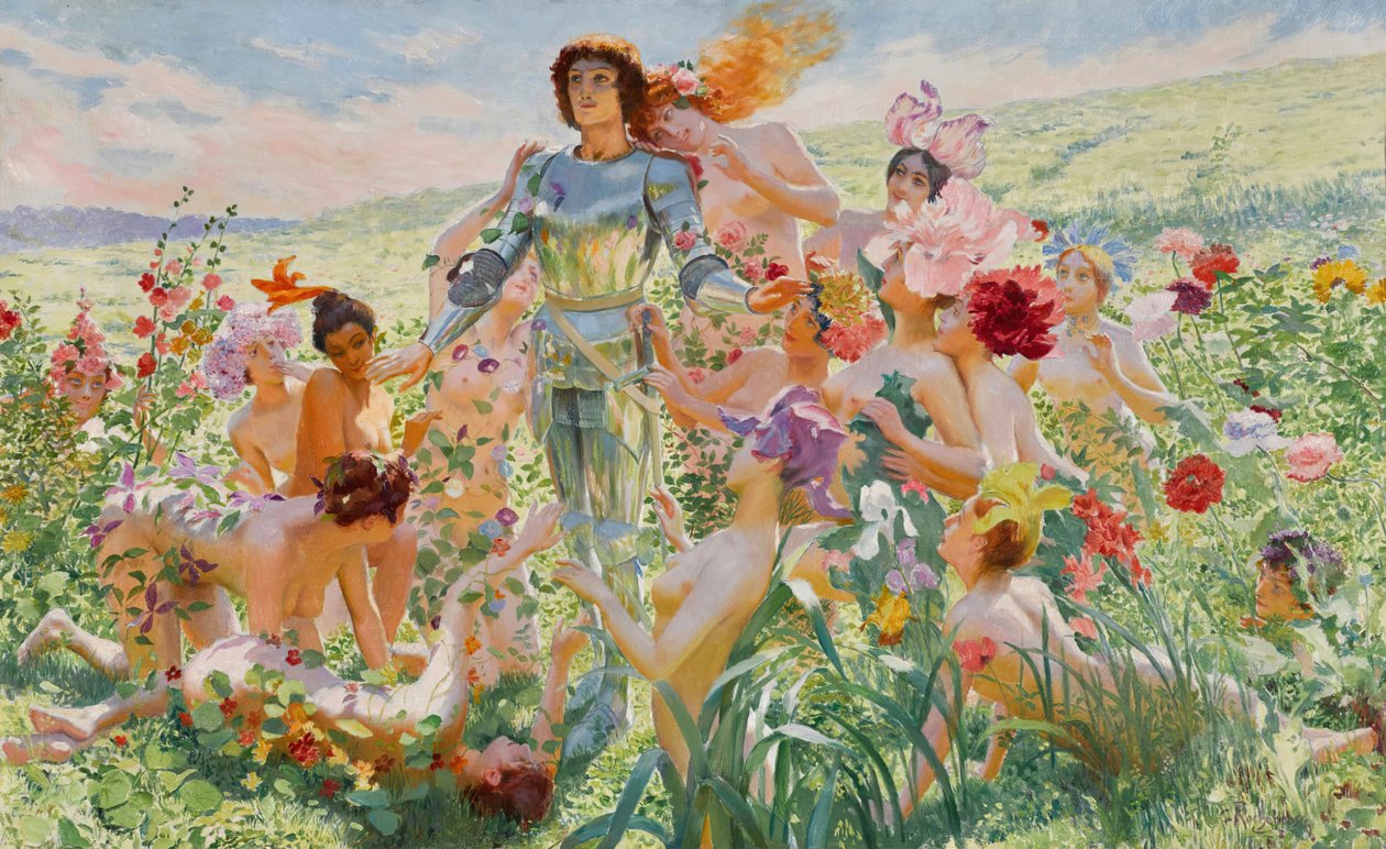 Le chevalier aux fleurs 《花之骑士》，1894年。 作者 乔治·安托万·罗切格罗斯