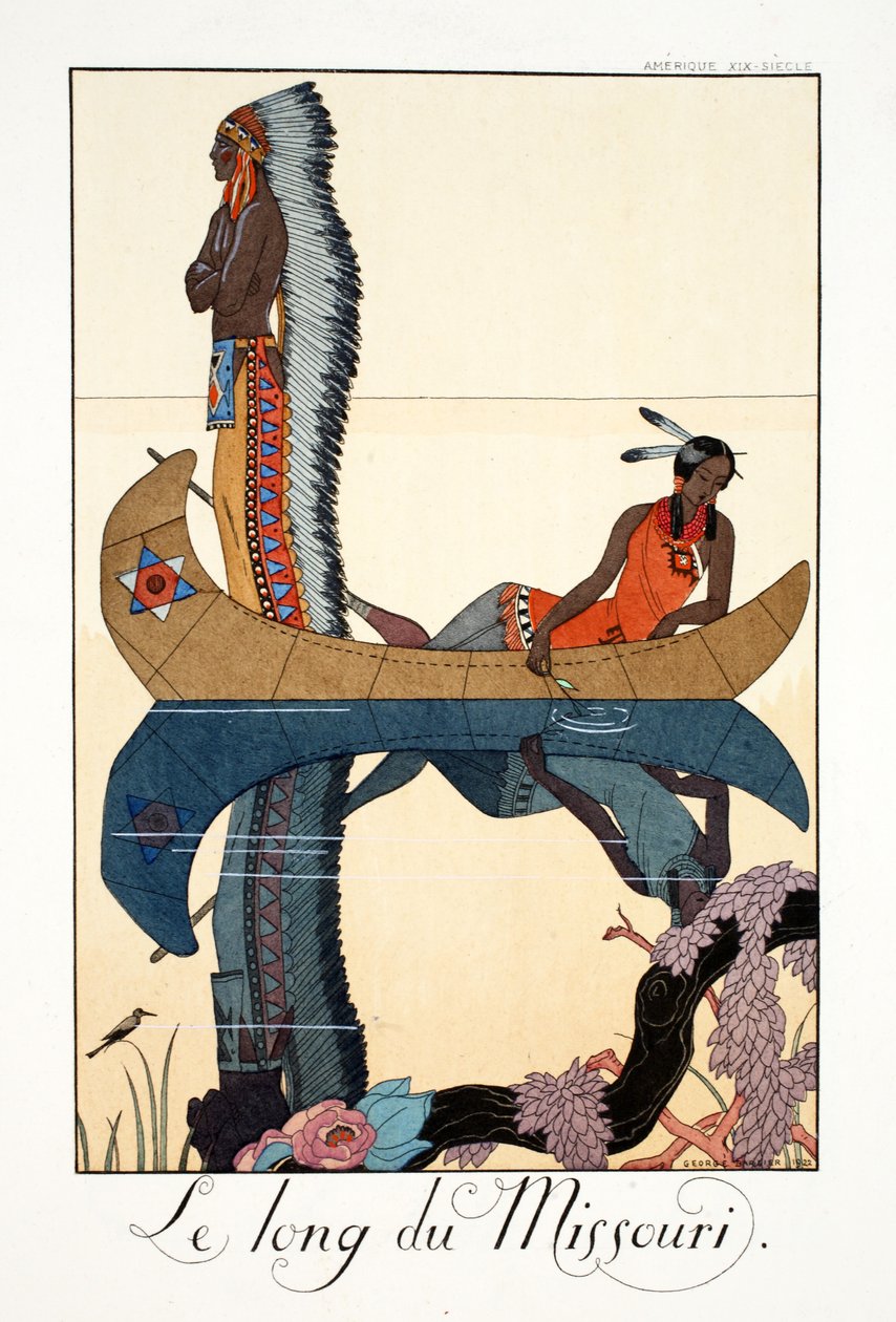 密苏里河沿岸，选自《Falbalas  Fanfreluches, Almanach des Modes Présentes, Passées et Futures》。 作者 乔治理发师