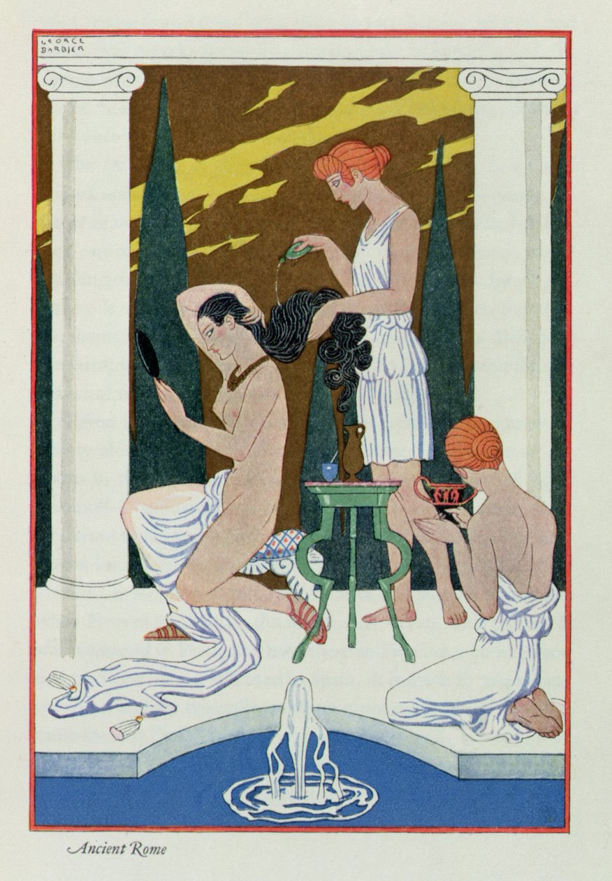 古罗马，选自《香水的艺术》，1912 年出版。1912 年（pochoir 印刷品） 作者 乔治理发师