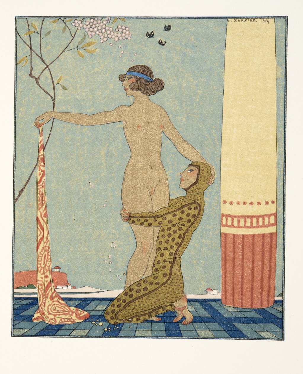 比莉婷丝》，插图选自《比莉婷丝圣歌》，皮埃尔-路易著，1922 年出版（模板印刷）。1922 年（模板印刷） 作者 乔治理发师