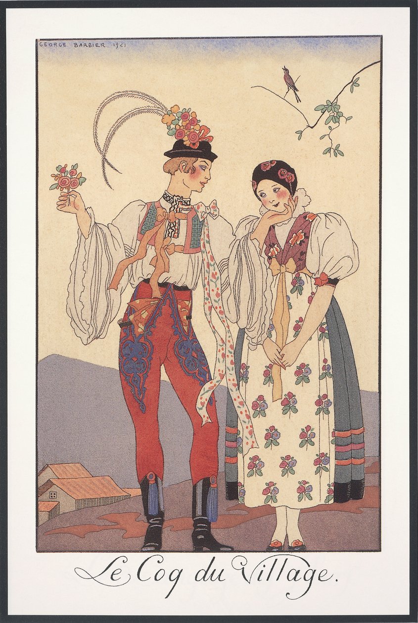 Falbalas 和 Fanfreluches，1922 年年鉴，Le coq du Village，乔治·巴比尔 (George Barbier) 印刷，印刷 作者 乔治理发师