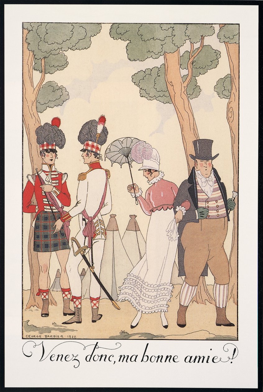 Falbalas et Fanfreluches, Almanac for 1923, Venez donc, Ma bonne amie, by George Barbier, print 作者 乔治理发师