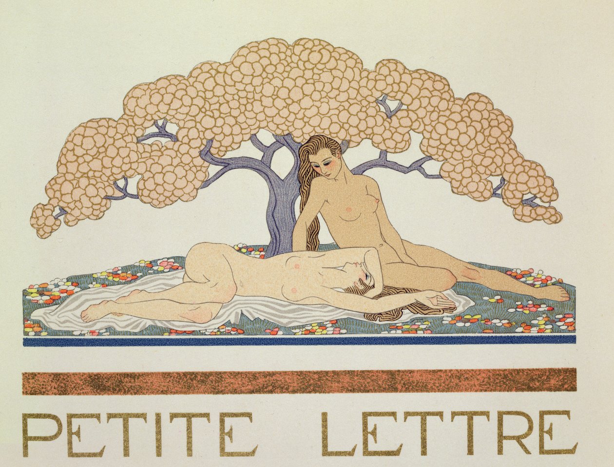 女性裸体，保罗-瓦莱里（Paul Valery，1871-1945 年）1923 年创作的《神话》插图（pochoir 印刷品） 作者 乔治理发师