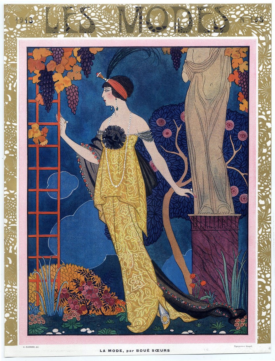 Les Modes》封面；1913 年；1913 年出版。1913 年（彩色雕刻） 作者 乔治理发师