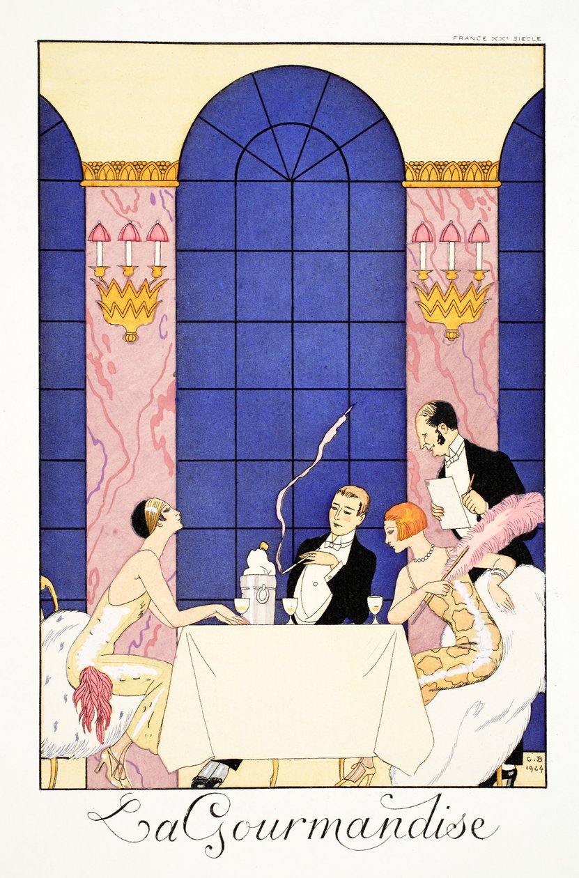 暴食，来自“Falbalas et Fanfreluches, Almanac des Modes Presentes, Pastes et Futures” 作者 乔治理发师