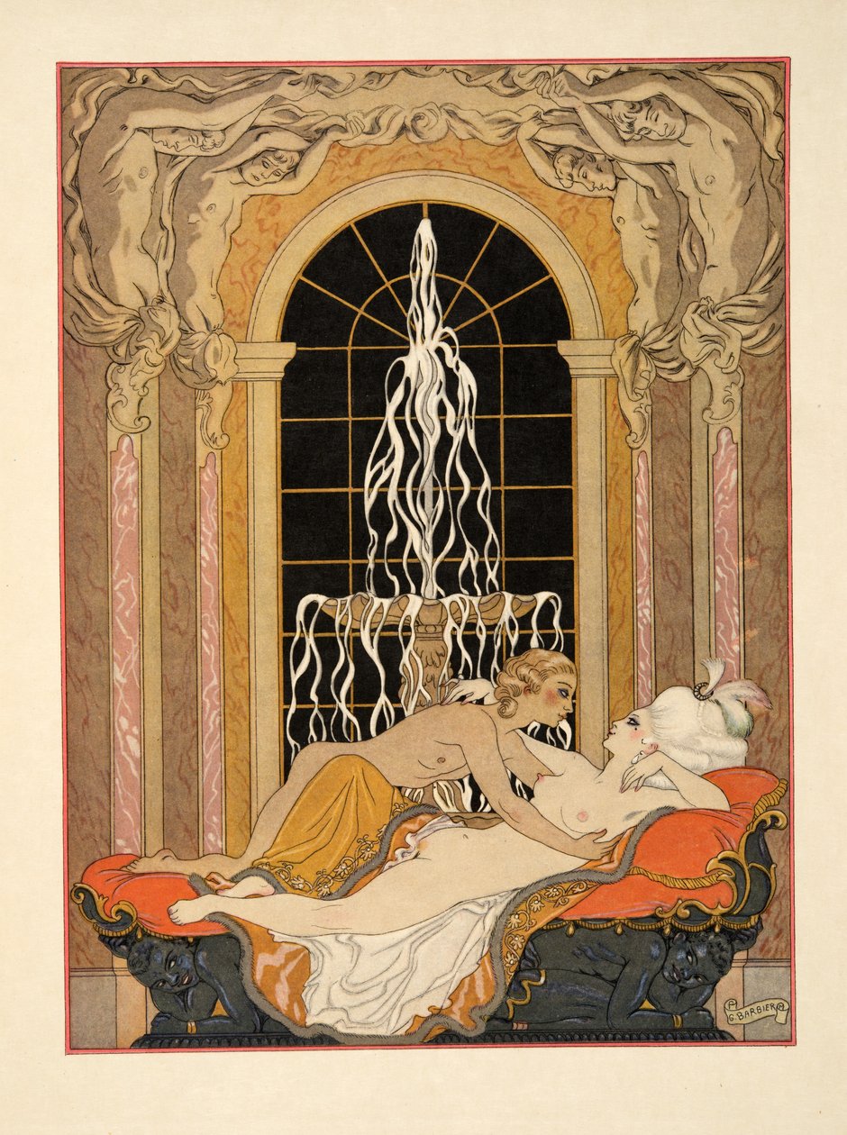 Pierre Choderlos de Laclos（1741-1803 年）《Les Liaisons Dangereuses》中的插图，1934 年出版。1934 年（模板印刷） 作者 乔治理发师