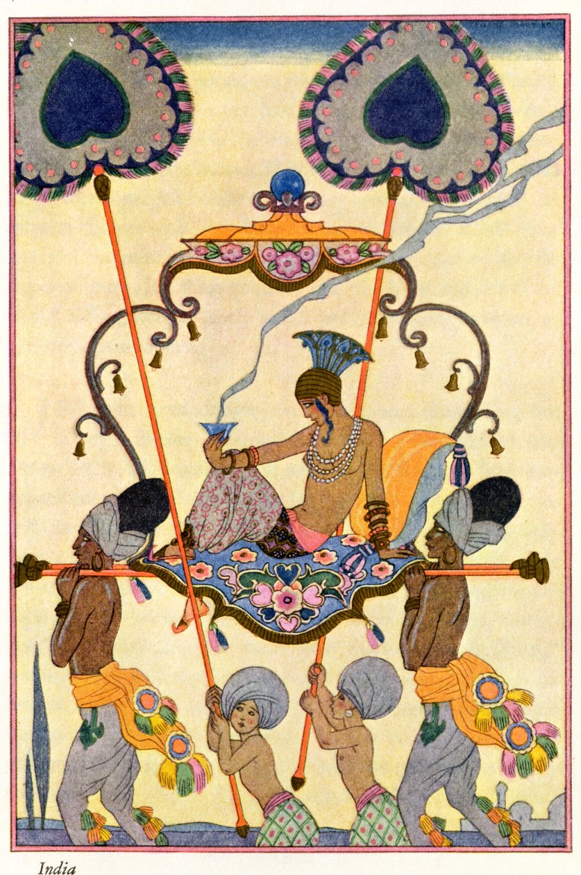 印度，选自《香水的艺术》，1912 年出版。1912 年（pochoir 印刷品） 作者 乔治理发师