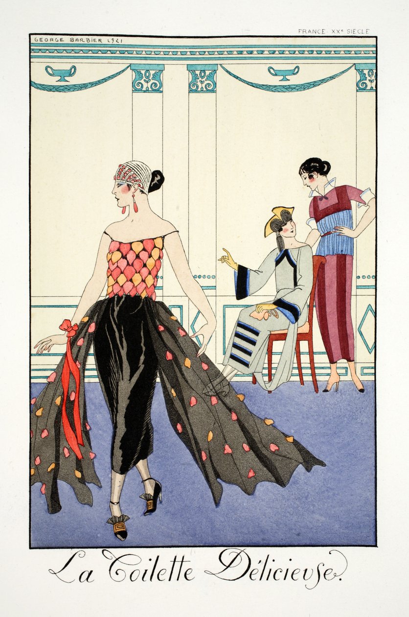 La Toilette Delicieuses，选自《Falbalas  Fanfreluches, Almanach des Modes Présentes, Passées et Futures》（《Falbalas 和褶边，现在、过去和未来时尚年鉴》）。 作者 乔治理发师