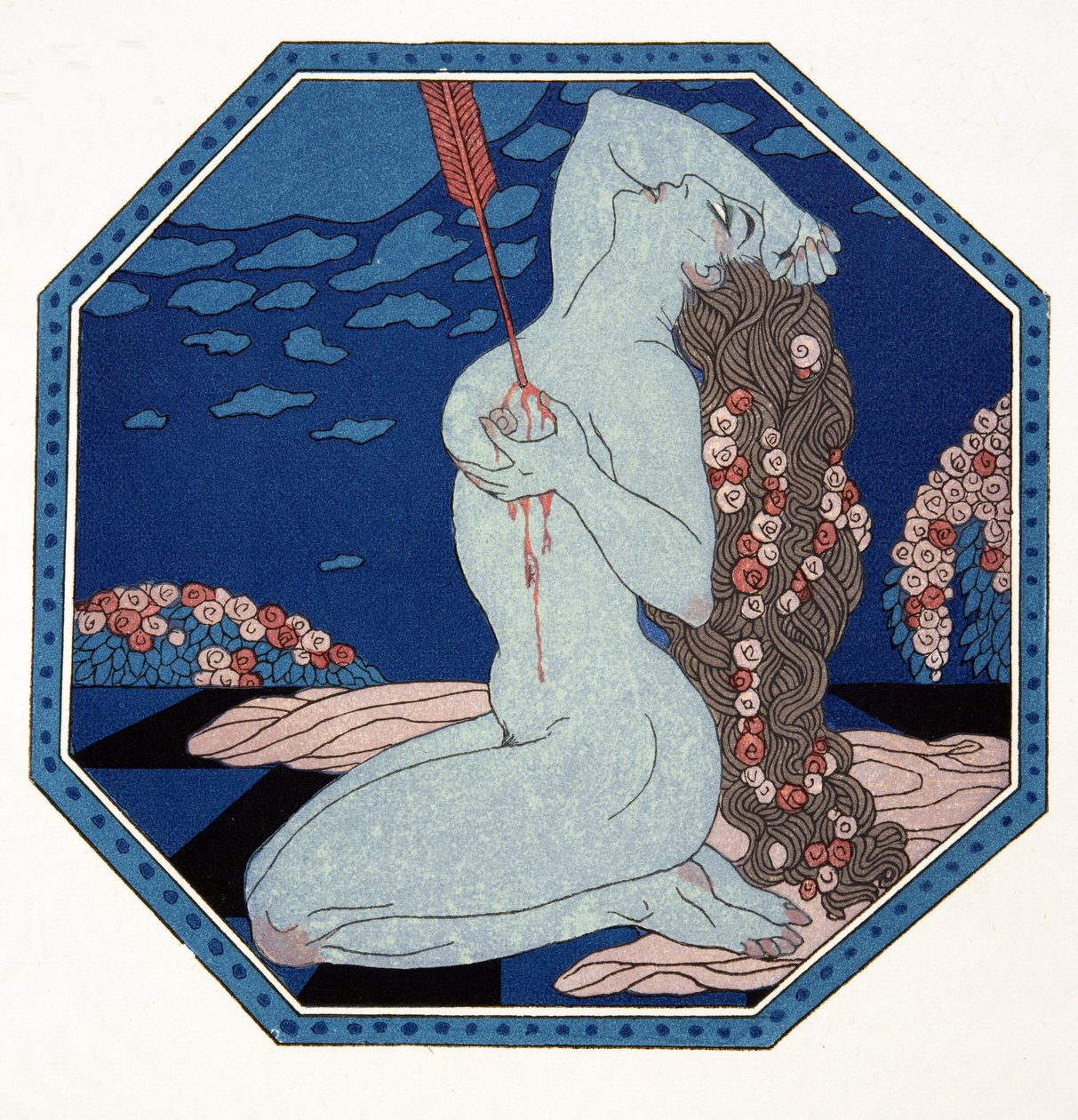 Le Deramantnier, illustration from Les Chansons de Bilitis, by Pierre Louys, pub. 1922 (pochoir print) 作者 乔治理发师