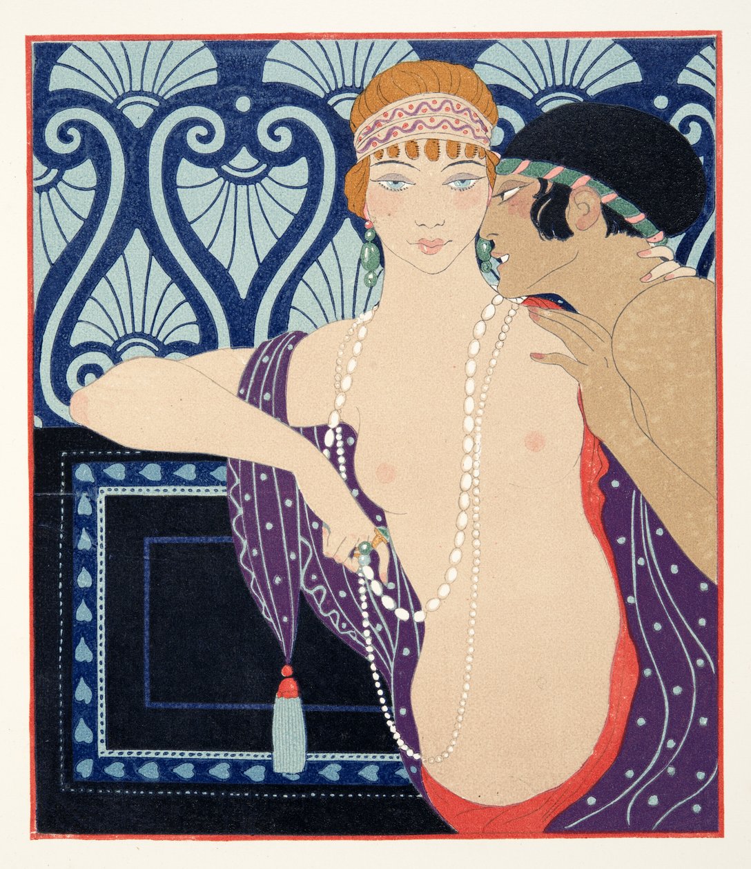 Les Trois Beautes de Mnasidika》，插图选自《Les Chansons de Bilitis》，皮埃尔-路易著，1922 年出版。1922 年（模板印刷） 作者 乔治理发师