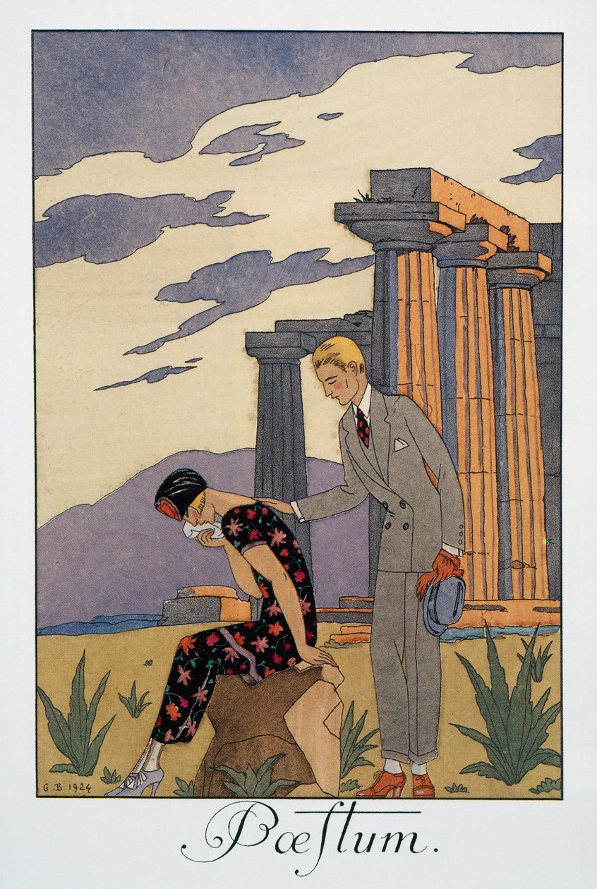 帕斯顿》，乔治-巴尔比耶（1882-1932 年）的石版画，选自 Falbalas et Fanfreluches, Almanach des Modes Presentes, Passees et Futures 作者 乔治理发师