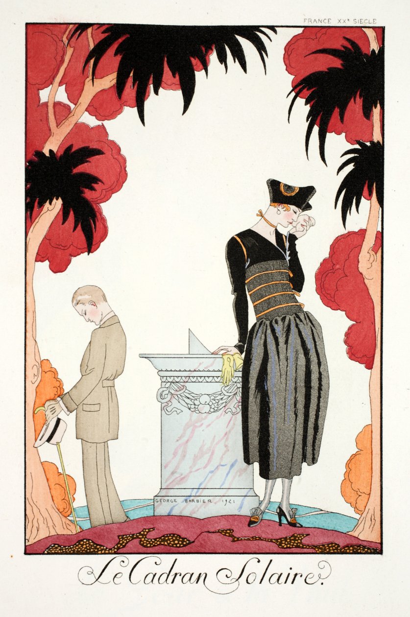 日晷，选自《Falbalas  Fanfreluches, Almanach des Modes Présentes, Passées et Futures》（《Falbalas 和褶边，当前、过去和未来时尚年鉴》）。 作者 乔治理发师