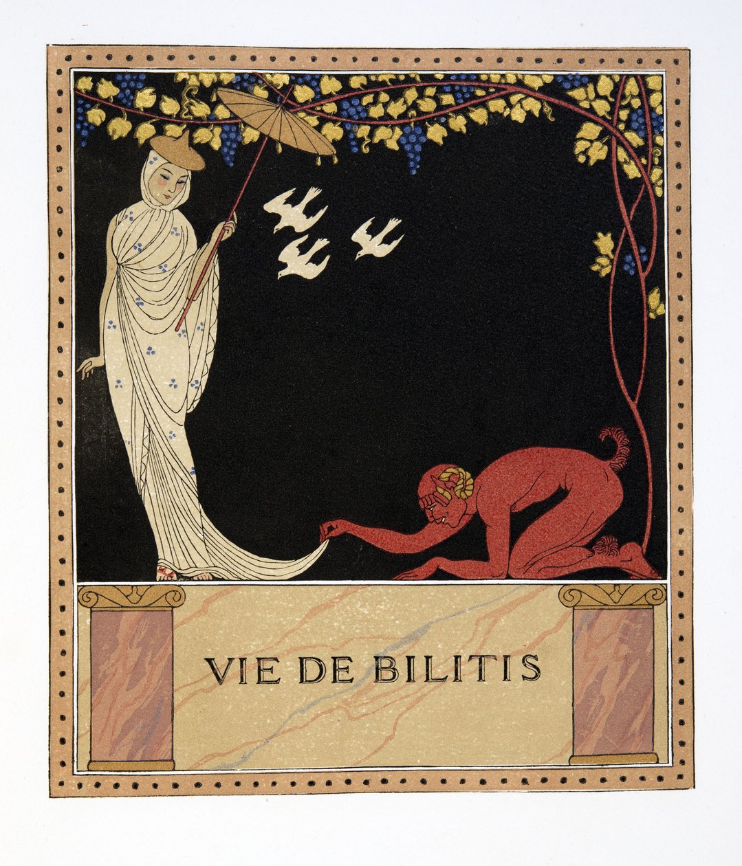 《Bilitis 的一生》，来自 Les Chansons de Bilitis 的插图，Pierre Louys 绘制，酒吧。 1922 年（模板印刷） 作者 乔治理发师