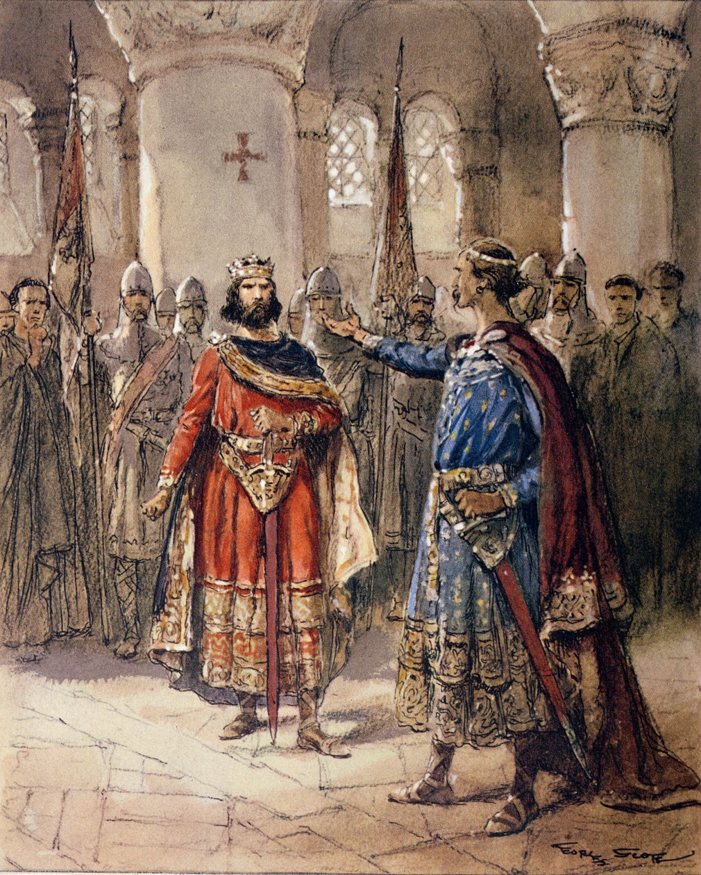 Hugues I Capet（941-996），法国国王和Adalbert de Perigord，来自Jacques Bainville的l&39;&39;Histoire de France&39;，20世纪初 作者 乔治·贝尔汀·斯科特