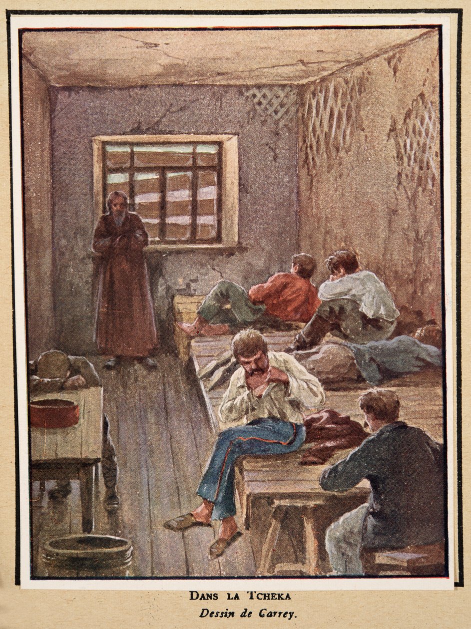 在契卡；摘自《苏维埃史》，1922 年出版（彩色平版印刷）。1922 年（彩色石印） 作者 乔治·凯瑞