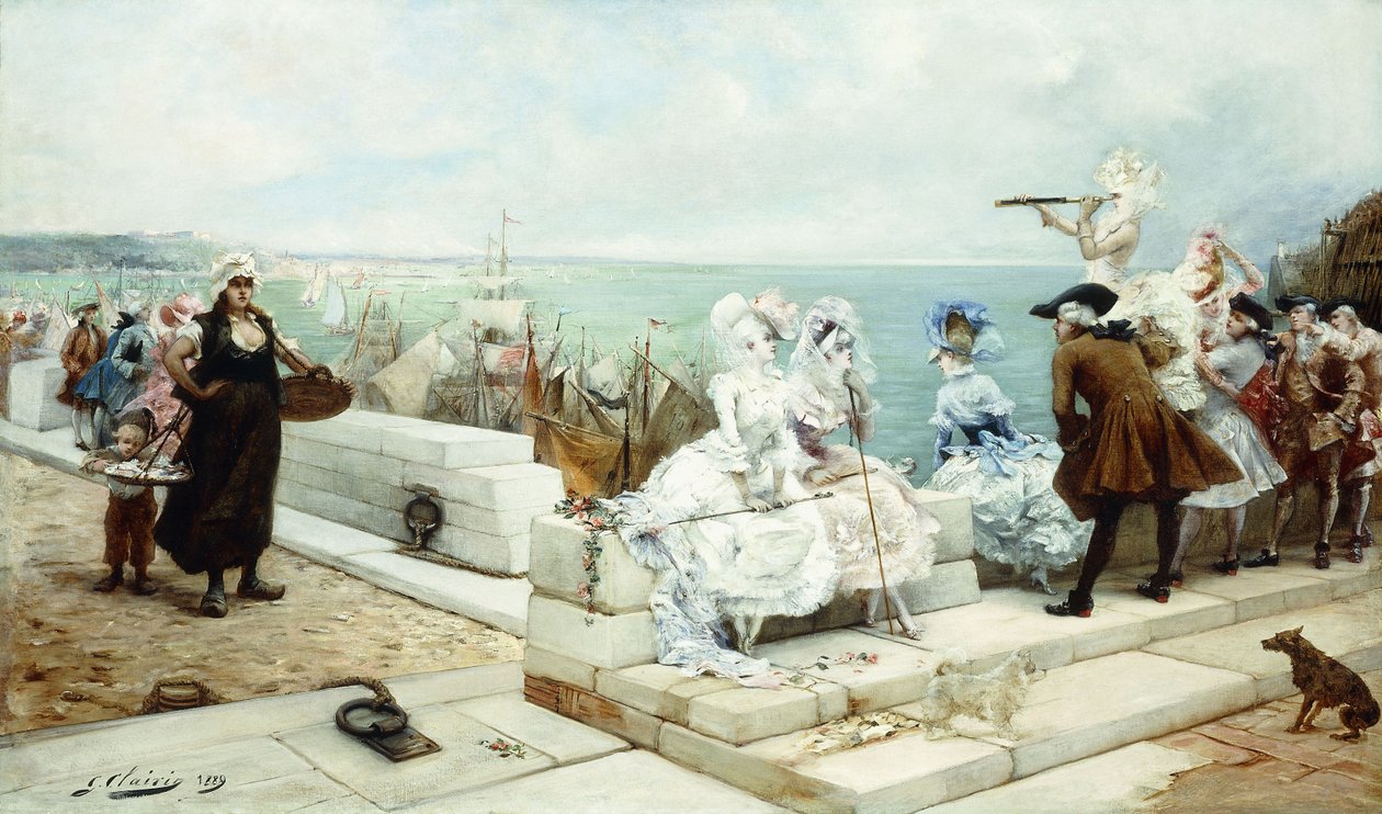 观看帆船赛的优雅人物，1889年 作者 乔治克莱林