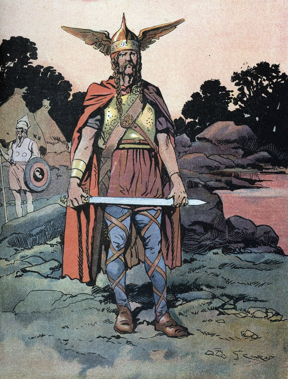 维辛格托里克斯（Vercingetorix，约公元前 80 年至公元前 46 年左右）的肖像，战士和阿弗纳部落的高卢领袖 作者 乔治·康拉德